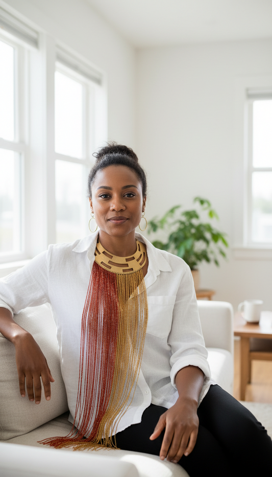 Cascading Beaded Fringe Statement Necklace