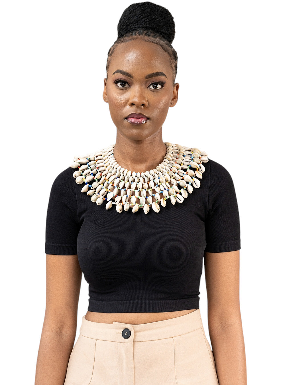 African Collar Beaded Cowrie Shell Necklace