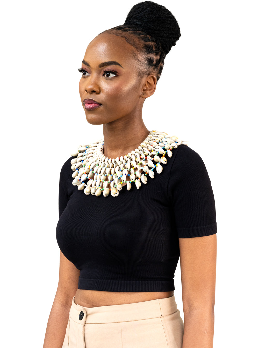 African Collar Beaded Cowrie Shell Necklace