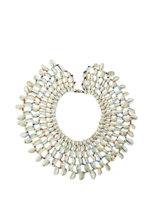 African Collar Beaded Cowrie Shell Necklace