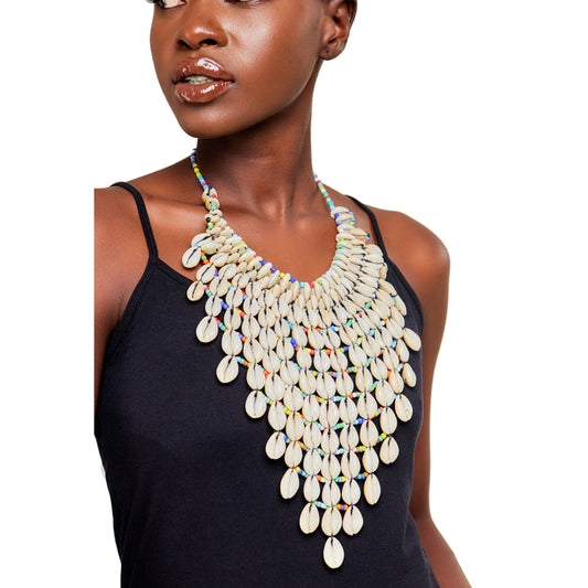 Triangular Cowrie Shell Statement Necklace