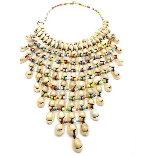 Triangular Cowrie Shell Statement Necklace